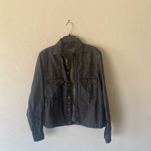 Classic Black Button-Up Denim Shirt